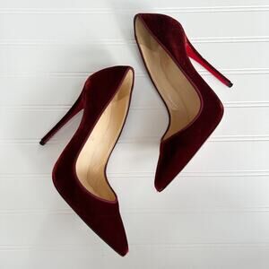 Christian Louboutin Pigalle Follies 100 Burgundy Velvet Pumps Delcoltish Rosso